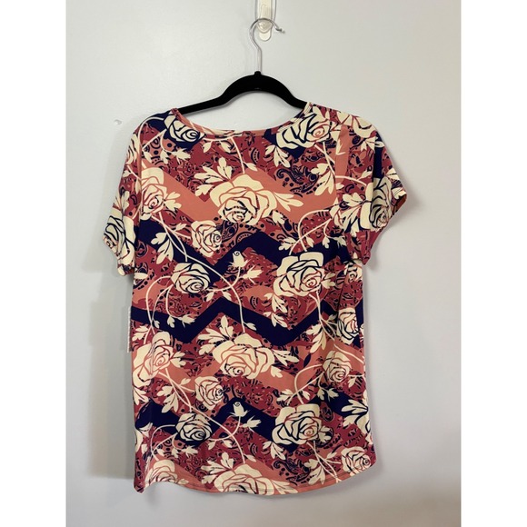 LuLaRoe Classic‎ T-Shirt Women's Top Short Sleeve Rose Floral Print Large - Picture 3 of 4